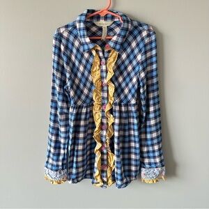 Matilda Jane size 10 Make Believe Floating Away tunic plaid flannel